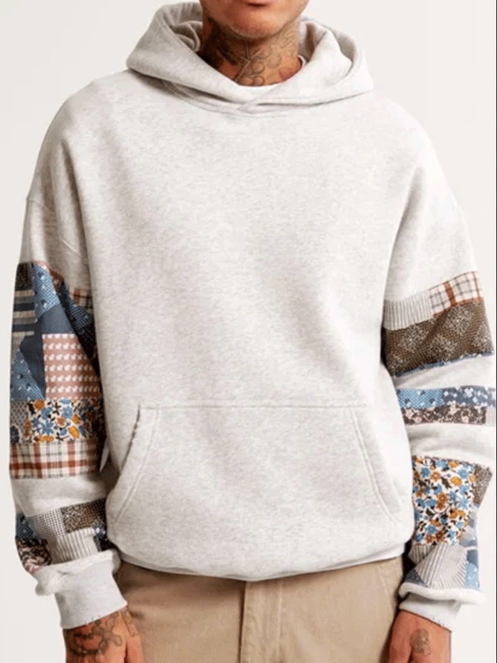 Abercrombie & Fitch Light Gray Soft Fleece Pullover Hoodie